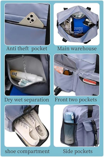 New Sports Tote Gym Travel Luggage Shopping Delivery Weekend Camping Overnight Bag(ice blue)