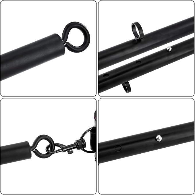 Spreader Bar Heavy Duty Stainless Steel Expandable Bar Home Gym with 4pcs Furry Crocodile Red Adjustable Strap,Sports Aid Training Pilates Aid Kit,Indoor Yoga Set