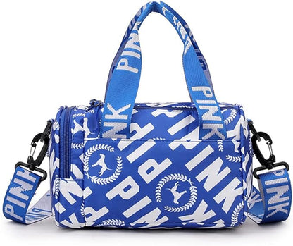 Mini Small Crossbody Bag Gym Bag for Women Men, Cute Small Duffle Bag Aesthetic Sports Handbag, Waterproof Gym Tote Bag Portable Fitness Shoulder Bag for Sports Travel (Blue-b)