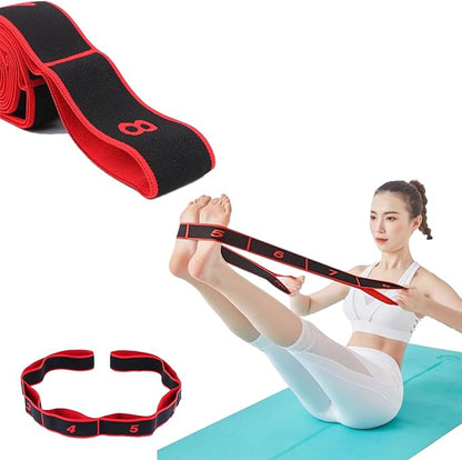 Stretch Strap Elastic Exercise Band Hamstring Stretcher Device Yoga mat Carrying Straps Leg Exercise Equipment Stretching Straps with Loops for Flexibility Yoga Stretch Strap 8-Loop