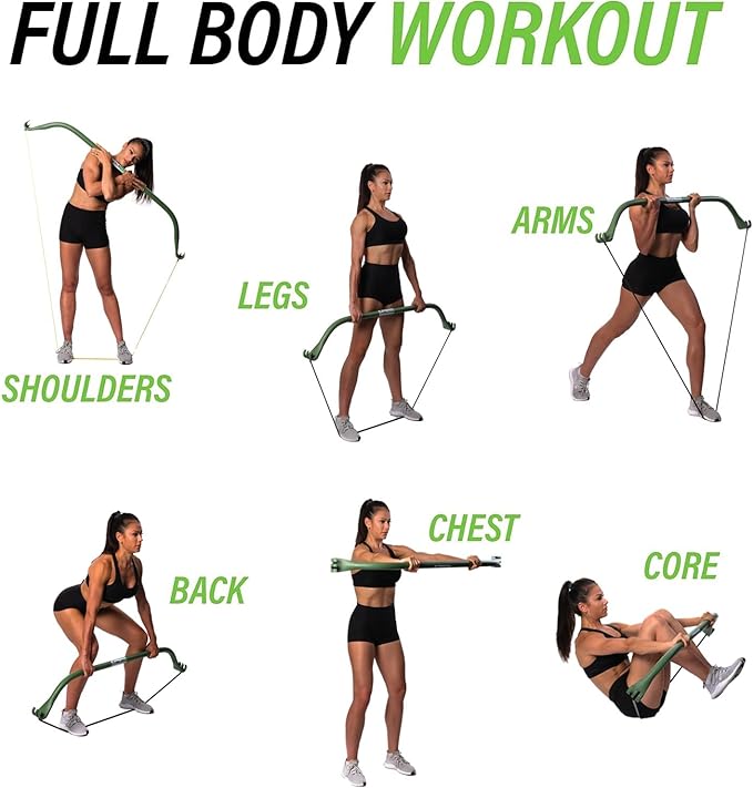 Gorilla Bow Lite Resistance Band Bar System, All-in-One Home Gym Equipment for Full Body Workout, Portable Fitness Bow with Bands for Strength Training