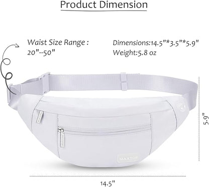 MAXTOP Large Crossbody Fanny Pack with 4-Zipper Pockets,Gifts for Enjoy Sports Festival Workout Traveling Running Casual Hands-Free Wallets Waist Pack Phone Bag Carrying All Phones