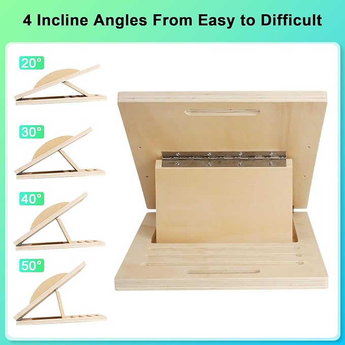 3 in 1 Slant Board for Calf Stretching,Anti Slip Squats Wedge Balance Board for Physical Therapy,Calf Stretcher for Core Strength Wood Rocker Board