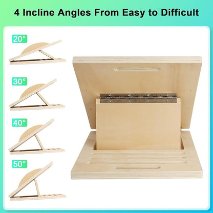 3 in 1 Slant Board for Calf Stretching,Anti Slip Squats Wedge Balance Board for Physical Therapy,Calf Stretcher for Core Strength Wood Rocker Board