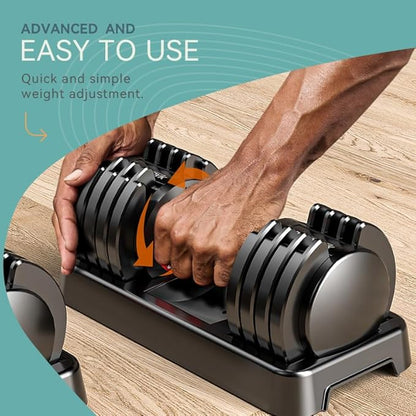 25/55lb Pair Adjustable Dumbbell Set, Adjustable Dumbbells Set of 2, 5 in 1/10 in 1 Free Weights Dumbbells Set with Anti-Slip Texture Handle, Weight Set For Home Gym Suit both Men and Women