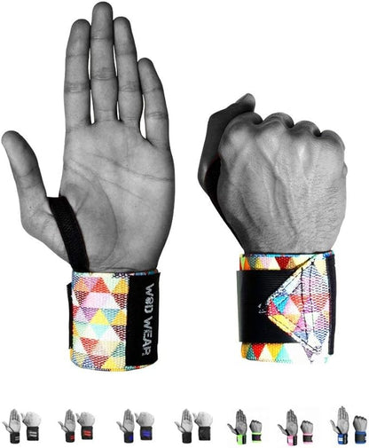 Elastic Wrist Wraps for Powerlifting, Strength Training, Bodybuilding, Cross Training, Olympic Weightlifting, Yoga Support - One Size Fits All