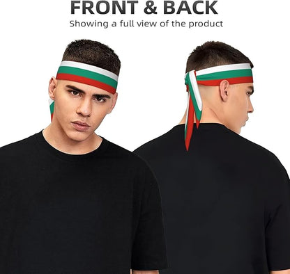Bulgarian Flag Unisex sports headband, sweat-absorbent tie-on headband, suitable for fitness, sports, running, cycling, hiking, yoga.