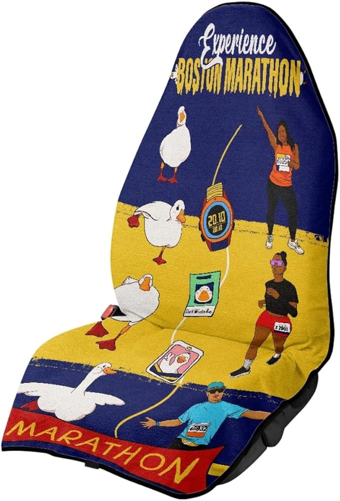 Wrinkle Duck Car Seat Cover – Seat Protector for Car Seat, Seat Cover Waterproof Towel Style for Compact Cars and SUVs, 3 Artistic Duck Designs (Marathon Duck)