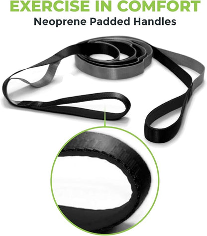 Gradient Fitness Stretching Strap for Physical Therapy, 12 Multi-Loop Stretch Strap 1" W x 8' L, Neoprene Handles, Physical Therapy Equipment, Yoga Straps for Stretching, Leg Stretcher.