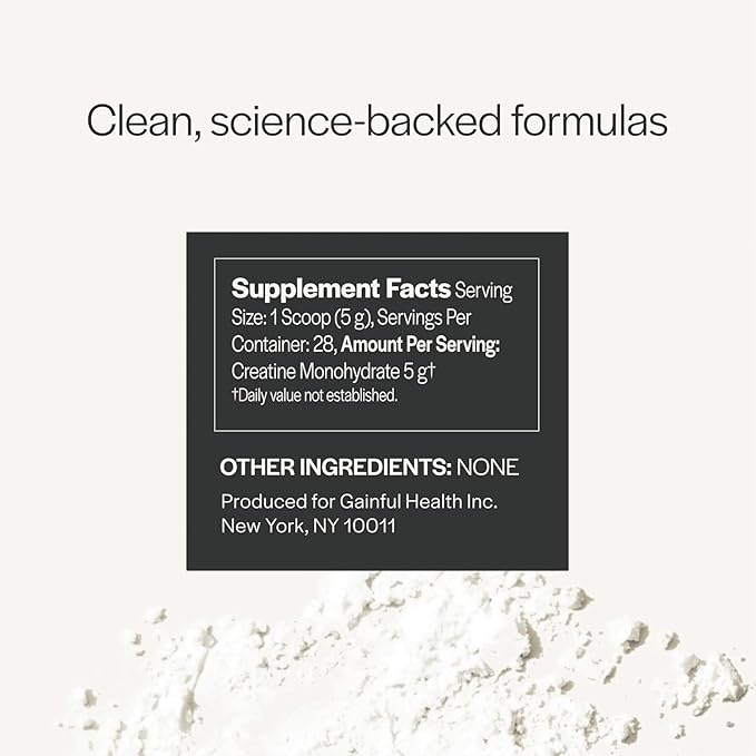 Gainful Creatine Powder, Post Workout Amino Acid Supplement, Muscle, Energy & Focus Support, 5g Creatine Monohydrate, Unflavored, 60 Servings