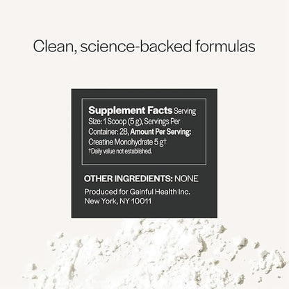 Gainful Creatine Powder, Post Workout Amino Acid Supplement, Muscle, Energy & Focus Support, 5g Creatine Monohydrate, Unflavored, 60 Servings