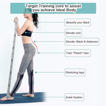 Stretch Strap, Elastic Yoga Stretching Strap, Multi-Loop for Physical Therapy, Pilates, Yoga, Dance & Gymnastics Exercise and Flexible Pilates Stretch Band