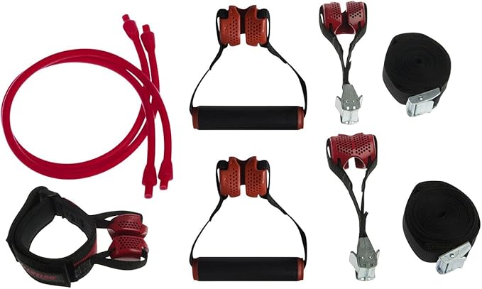 Lifeline Train Station with Two Easy-to-Attach Door Straps for Constant Tension to Build Muscles Pink, 30lb (13.60 kg)