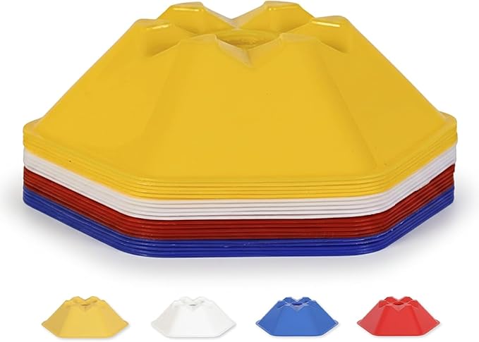 GSi Sports Training Cones for Agility Drills – Soccer & Basketball Multi-Sport Field Markers, Durable Flexible Cones in Multiple Shapes & Packs (20–80 Pack)