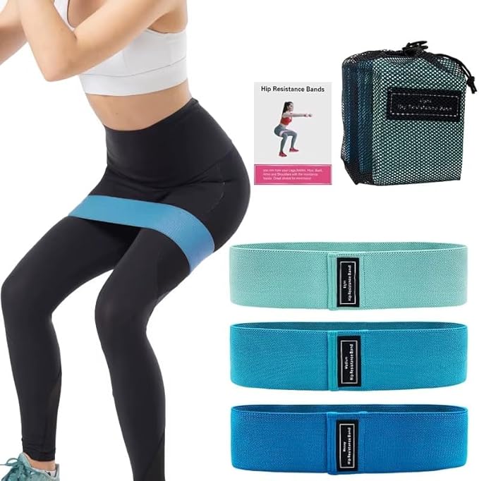 3 Booty Bands Pilates Flexbands Hip Thigh Glute Bands Set Stretch Exercise Bands Fabric Elastic Exercise Resistance Band for Working Out Legs Bands with Workout Bands Guide.