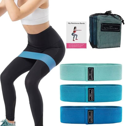 3 Booty Bands Pilates Flexbands Hip Thigh Glute Bands Set Stretch Exercise Bands Fabric Elastic Exercise Resistance Band for Working Out Legs Bands with Workout Bands Guide.