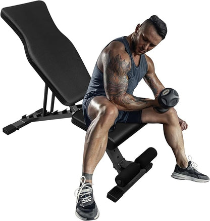 Strength Training Bench, Adjustable Weight Bench for Home Gym Dumbbell Exercise - Folding Sit up Bench for Full Body Workout