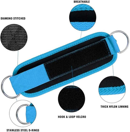 Ankle Strap Ankle Resistance Band Wrist Cuff Padded Strap Adjustable Fitness Glute Kickback D-Ring for Cable Machine Gym Foot Leg Training Brace Support 1 Pack