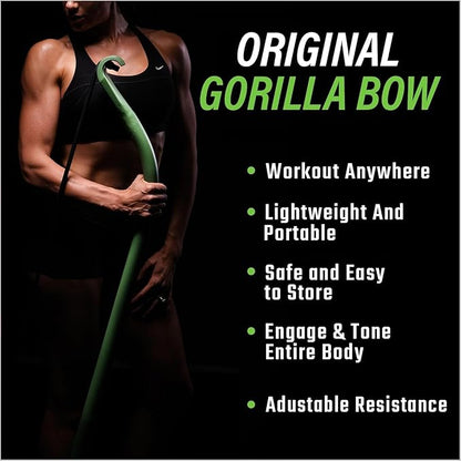 Gorilla Bow Lite Resistance Band Bar System, All-in-One Home Gym Equipment for Full Body Workout, Portable Fitness Bow with Bands for Strength Training