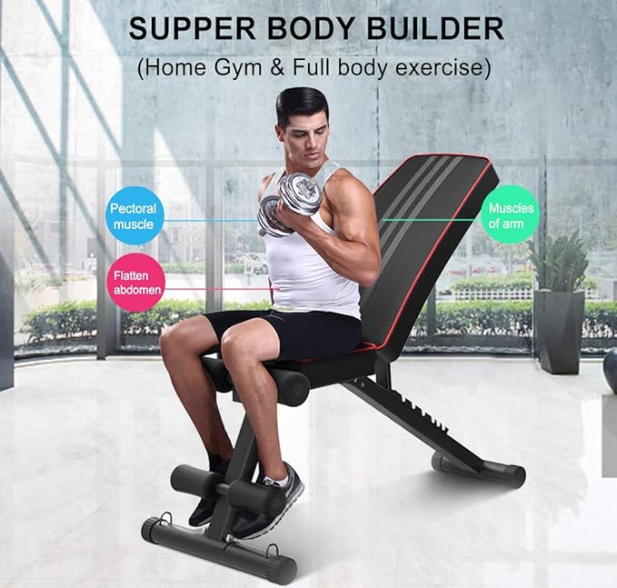 YOLEO Adjustable Weight Bench - Utility Weight Benches for Full Body Workout, Foldable Incline/Decline Bench Press for Home Gym