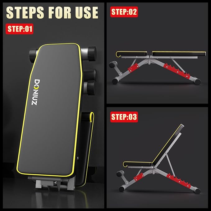 Weight Bench, Adjustable Workout Bench Press Set for Home Gym Strength Training, Easy Assembly Foldable Training Lifting Bench for Small Space Apartment Room, Max Load 750