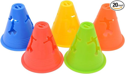 Famgee 3 Inch Plastic Windproof Slalom Cones Inline Roller Skating Cones Pile Cup Roadblocks Traffic Road Cones Set with Holes for Skate Practice Sport Training