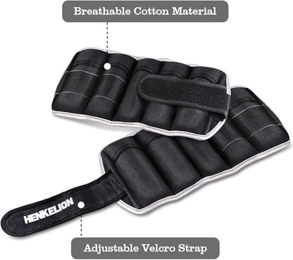 Henkelion 1 Pair 2 3 5 10 Lbs Adjustable Ankle Weights for Women Men Kids, Strength Training Wrist and Ankle Weights Sets for Gym, Fitness Workout, Running, Lifting - Black Grey Pink Blue Purple