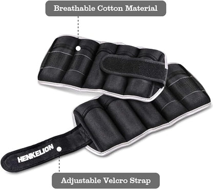 Henkelion 1 Pair 2 3 5 10 Lbs Adjustable Ankle Weights for Women Men Kids, Strength Training Wrist and Ankle Weights Sets for Gym, Fitness Workout, Running, Lifting - Black Grey Pink Blue Purple