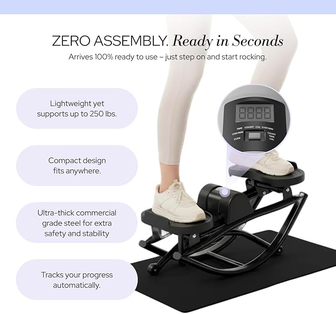 The Rock Stepper - Side to Side Rocking Stepper Machine for Home Workouts - Low Impact Indoor Cardio Leg Glute and Core Training - Quiet Compact Step Rocker Exercise Equipment