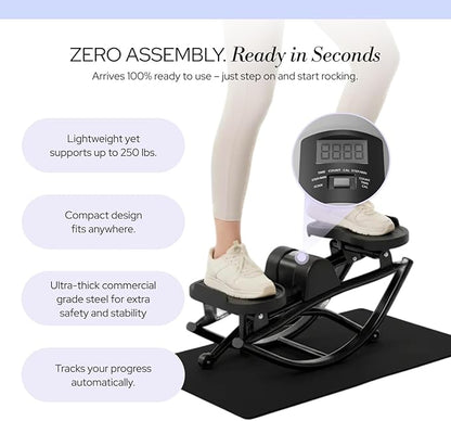 The Rock Stepper - Side to Side Rocking Stepper Machine for Home Workouts - Low Impact Indoor Cardio Leg Glute and Core Training - Quiet Compact Step Rocker Exercise Equipment