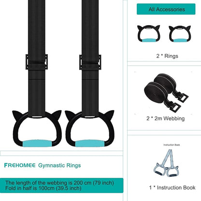 New Professional Gymnastic Rings,Both for Adults and Kids,Support 550 LBS,Home Fitness Equipment,Indoor and Outdoor Pull-up Bar for Stretching and Height Increase,with Adjustable Straps