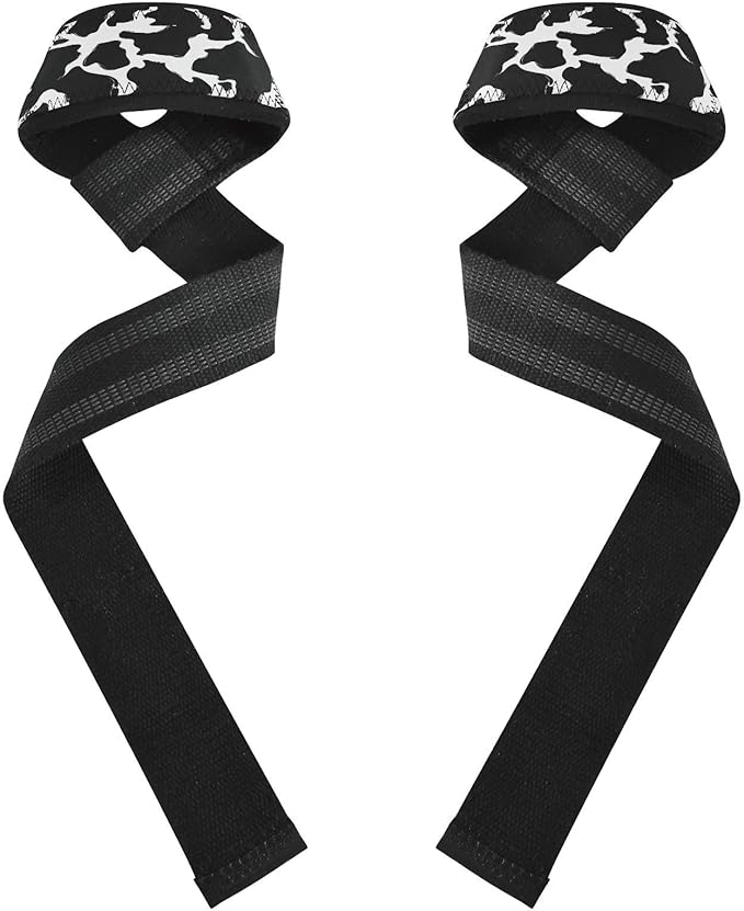 CEBUGI Cow Print Lifting Straps 26.97 * 1.57in Wrist Straps for Weightlifting with Neoprene Padded Exercise Straps for Bodybuilding Powerlifting Strength Training