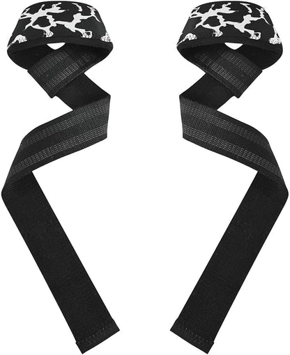 CEBUGI Cow Print Lifting Straps 26.97 * 1.57in Wrist Straps for Weightlifting with Neoprene Padded Exercise Straps for Bodybuilding Powerlifting Strength Training