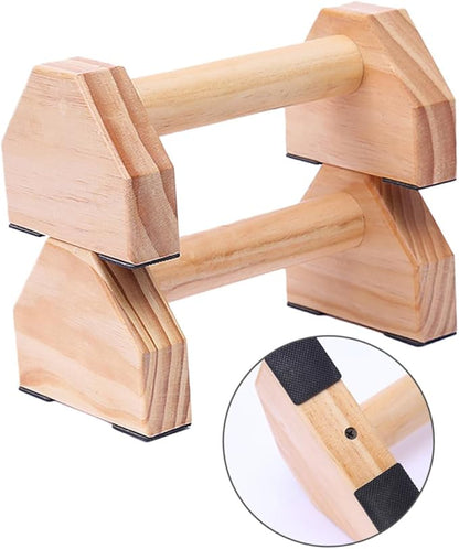 ABOOFAN Push-up Frame and Handstand Bars Solid Wood Muscle Training Device Fitness Equipment Set for Home Strength Training and Calisthenics
