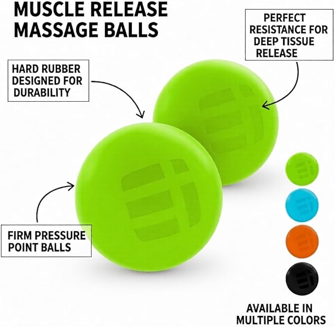 Massage Lacrosse Balls for Deep Tissue Relief - Trigger Point Therapy Ball Set for Plantar Fasciitis, Myofascial Release for Back, Shoulder, Foot - Massage Ball Roller - 2 Pack (Lime Green)