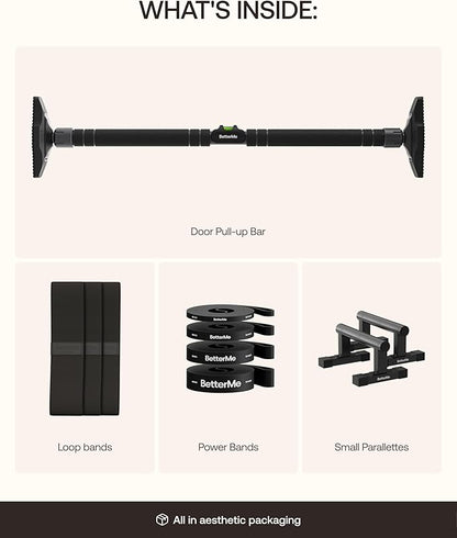 BetterMe Calisthenics Kit - Home Gym Calisthenics Equipment Kit with Parallettes Push Up Bars Resistance Bands and Door Pull Up Bar - At Home Equipment for Strength and Mobility Training
