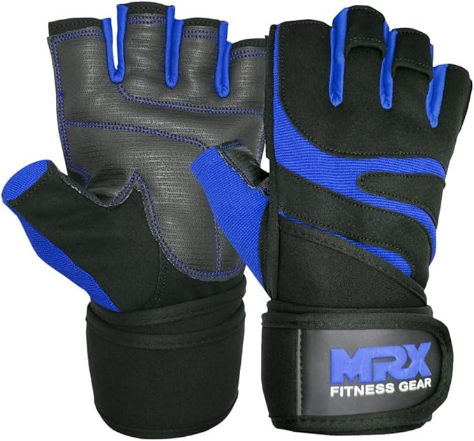 MRX Weightlifting Gloves for Men Workout Gloves Mens Wrist Support Lifting Gloves Male Gym Gloves | Workout Gym Accessories for Men Weight Lifting Fingerless Gym Exercise for Powerlifting
