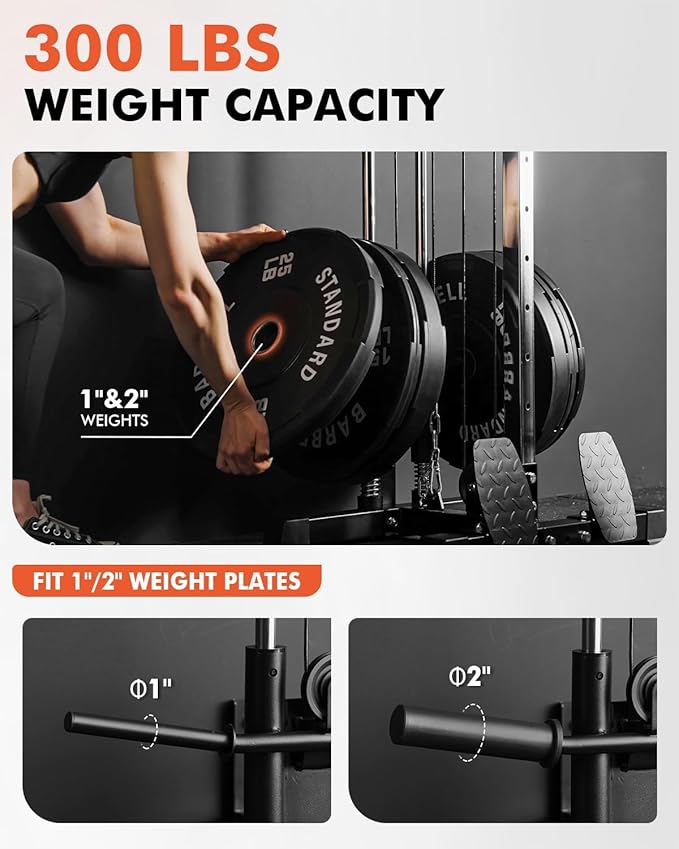 Mikolo Wall Mount Cable Station, Cable Crossover Machine with Dual Pulley System and 18 Adjustable Positions for Home Gym Fitness Equipment