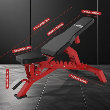 Strength Weight Bench 32 Adjustable Positions Training Benches - Heavy Duty Home Gym Equipment with 1300 LBS Weight Capacity Durable Steel Construction Incline Decline Bench for Full Body Workout