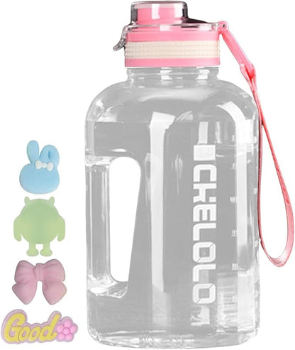 56oz Gym Water Bottle, BPA Free Leak Proof Half Gallon Large Water Jugs with Time Marker and Handle,Reusable Plastic Big Sports Water Bottle for Outdoor,Home,Fitness,Workout,Camping,Hiking