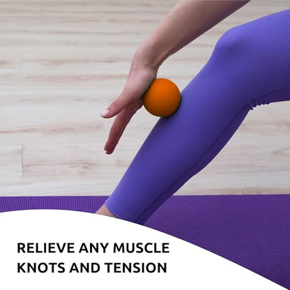 Massage Lacrosse Balls for Deep Tissue Relief - Trigger Point Therapy Ball Set for Plantar Fasciitis, Myofascial Release for Back, Shoulder, Foot - Massage Ball Roller - 2 Pack (Orange)