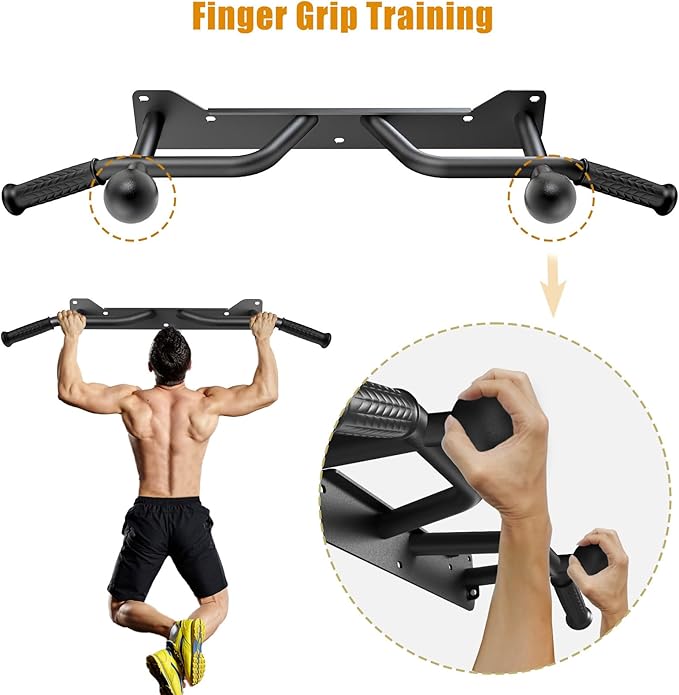 Kipika Heavy Duty Wall Mounted Doorway Pull Up Bar, Multifunctional Chin Up Bar, Portable Fitness Door Bar, Body Workout Home Gym System