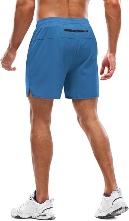 Aolesy Men's 2 in 1 Running Shorts 5" Workout Gym Athletic Shorts for Men Quick Dry Lightweight Training Shorts with Pockets