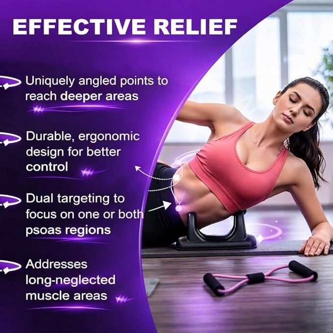 Psoas Release Tool Massager with Towel and Resistance Bands, Deep Tissue Hip Massager Flexor Stretcher, Psoas Muscle Release Tool, Quick Recovery and Trigger Point Massager for Pain Relief