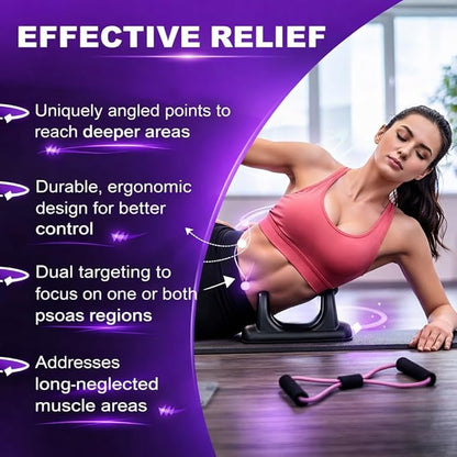 Psoas Release Tool Massager with Towel and Resistance Bands, Deep Tissue Hip Massager Flexor Stretcher, Psoas Muscle Release Tool, Quick Recovery and Trigger Point Massager for Pain Relief