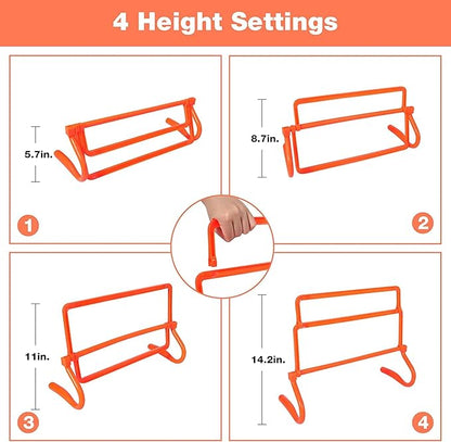 Lineslife Adjustable Agility Hurdles,4 Height Speed Training Hurdles, Portable Speed Training Equipment with Carry Bag for for Athletes,Kids,Soccer,Basketball