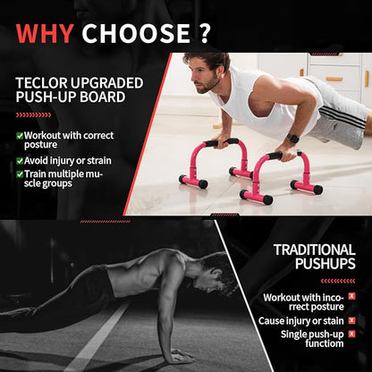 Push Up Bar, Parallettes Bars For L-sit & Dip, Heavy-Duty No Wobbling Parallel Bars Stand For Handstands, Full Planche, Calisthenics, 9.5in High Workout Stands for Home Fitness Training