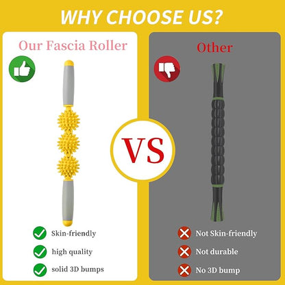 Cellulite Massager, Fascia Blaster for Cellulite, Muscle Roller Stick Lymphatic Drainage Massager for Relif Body Sorness, Trigger Points, Sports Legs, Back Recovery, Luminous Yellow
