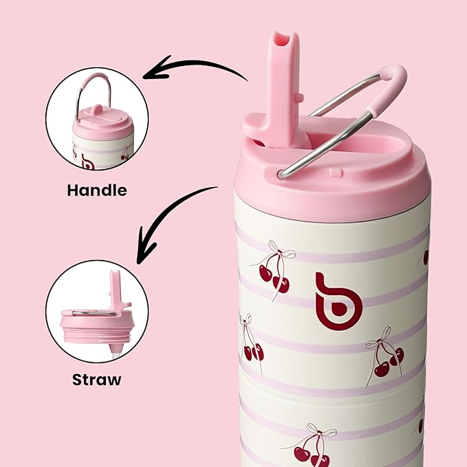 BOTTLE BOTTLE Insulated Water Bottle 24oz with Straw Lid and Handle for Sports Travel Gym Stainless Steel Water Bottles Double-Wall Vacuum Metal Leak Proof BPA-Free