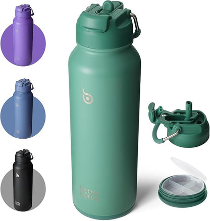 BOTTLE BOTTLE 40 oz sports water bottle stainless steel insulated water bottle with straw and pills holder